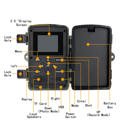 PR700 4Kの道のカメラ36MP IP54 2.0 LCDスクリーンの夜間視界の野性生物のカメラ